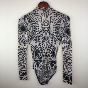Fashion Nova Aztec Print Bodysuit- Size S